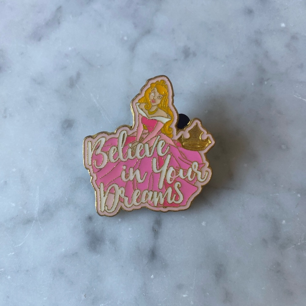 Disney Pink and Gold 'Believe in Your Dreams' Enamel Brooch
